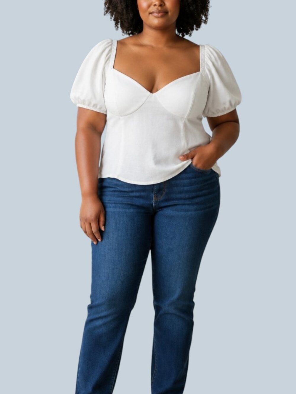 Aritzia Wilfred Novella Babydoll Smocked Crop Top Plus 1X Cream Puff Sleeve Y2K